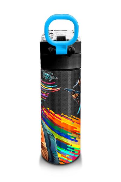 Coral High Kids Siyah Drone Pilot Desenli Pipetli ve Direkt İçim Çelik Termos 500 ml 31996 - 3