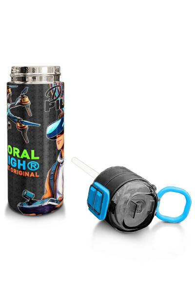 Coral High Kids Siyah Drone Pilot Desenli Pipetli ve Direkt İçim Çelik Termos 500 ml 31996 - 4