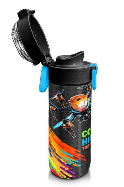 Coral High Kids Siyah Drone Pilot Desenli Pipetli ve Direkt İçim Çelik Termos 500 ml 31996 - 6