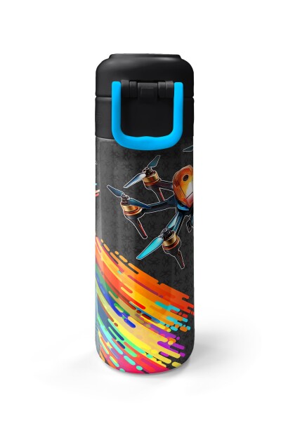 Coral High Kids Siyah Drone Pilot Desenli Pipetli ve Direkt İçim Çelik Termos 500 ml 31996 - 7