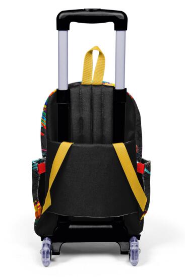 Coral High Kids Siyah Drone Pilot Desenli Üç Bölmeli Çekçekli Okul Sırt Çantası 23980 - 2