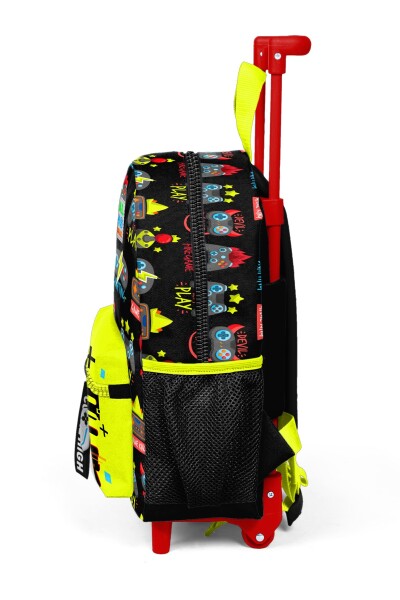 Minik Yuva Çekçekli Sırt Çantası Siyah Fosforlu Sarı İki Bölmeli 24021 - 3