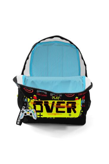 Coral High Kids Siyah Neon Sarı Game Over Desenli İki Bölmeli Okul Sırt Çantası 23628 - 4