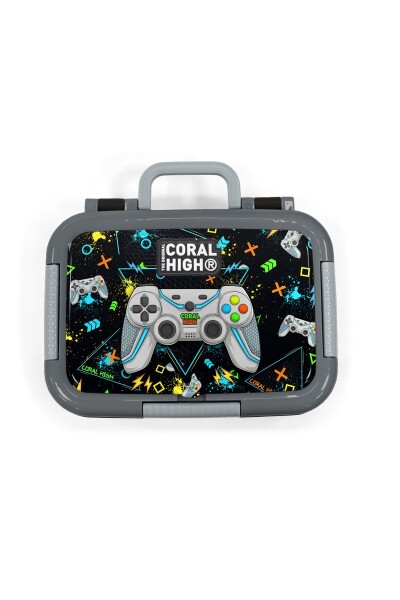 Coral High Kids Siyah Fosforlu Yeşil Gamer Desenli Paslanmaz Çelik Beslenme Kabı 39338 - 5