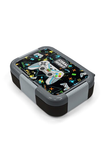 Coral High Kids Siyah Fosforlu Yeşil Gamer Desenli Paslanmaz Çelik Beslenme Kabı 39338 - 2