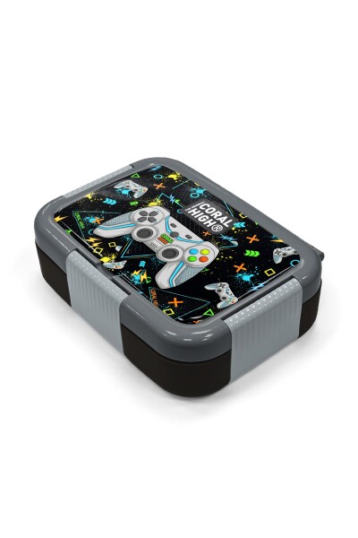 Coral High Kids Siyah Fosforlu Yeşil Gamer Desenli Paslanmaz Çelik Beslenme Kabı 39338 - 2