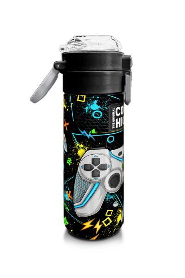 Coral High Kids Siyah Fosforlu Yeşil Gamer Desenli Pipetli ve Direkt İçim Çelik Termos 500 ml 31817 - 2