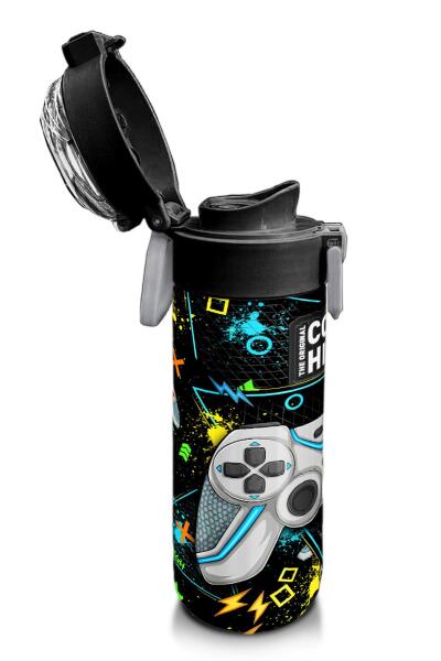 Coral High Kids Siyah Fosforlu Yeşil Gamer Desenli Pipetli ve Direkt İçim Çelik Termos 500 ml 31817 - 6