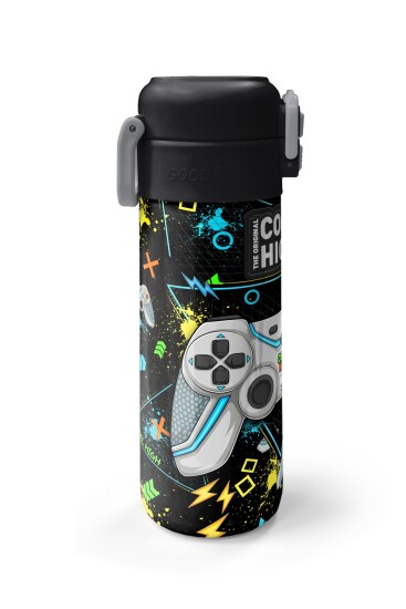 Coral High Kids Siyah Fosforlu Yeşil Gamer Desenli Pipetli ve Direkt İçim Çelik Termos 500 ml 31817 - 5