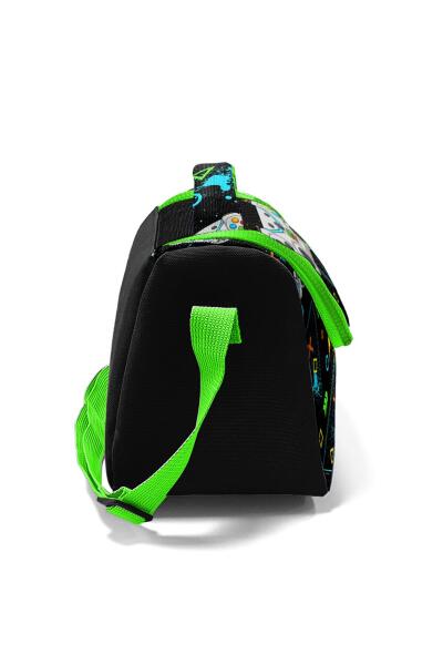 Coral High Kids Siyah Fosforlu Yeşil Gamer Desenli Thermo Beslenme Çantası 11887 - 3