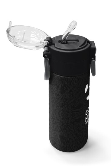 Coral High Kids Siyah Futbol Desenli Pipetli ve Direkt İçim Çelik Termos 500 ml 31898 - 5