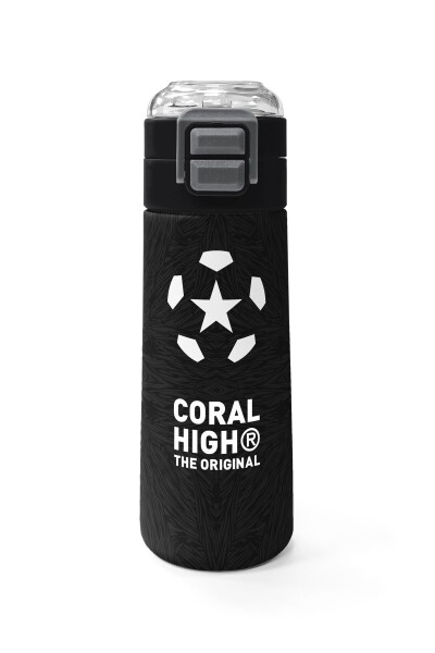 Coral High Kids Siyah Futbol Desenli Pipetli ve Direkt İçim Çelik Termos 500 ml 31898 - 2