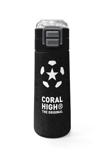 Coral High Kids Siyah Futbol Desenli Pipetli ve Direkt İçim Çelik Termos 500 ml 31898 - 2