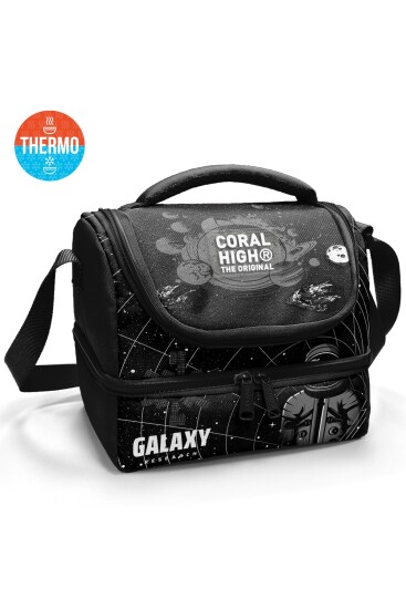 Coral High Kids Siyah Galaxy Desenli Thermo İki Katlı Beslenme Çantası 37219 - Coral High