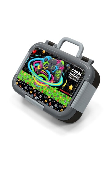 Coral High Kids Siyah Gamer Desenli Paslanmaz Çelik Beslenme Kabı 39158 - 1