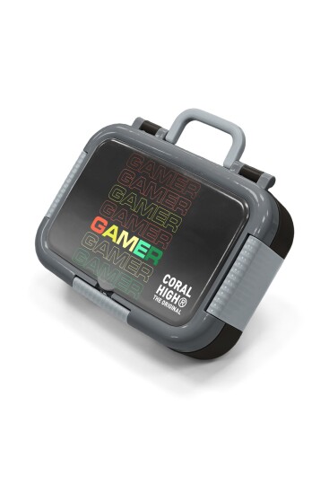 Coral High Kids Siyah Gamer Desenli Paslanmaz Çelik Beslenme Kabı 39174 - 1
