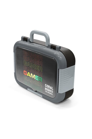 Coral High Kids Siyah Gamer Desenli Paslanmaz Çelik Beslenme Kabı 39174 - 4