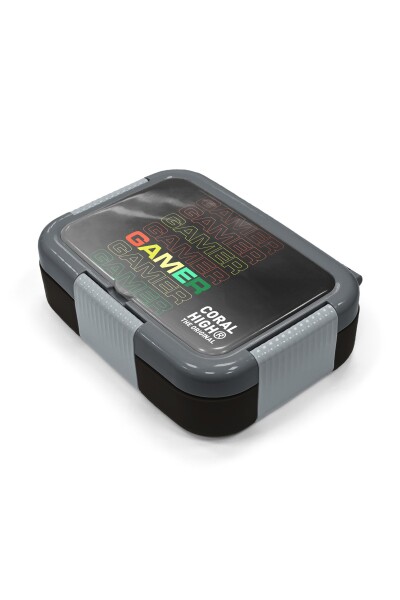 Coral High Kids Siyah Gamer Desenli Paslanmaz Çelik Beslenme Kabı 39174 - 2