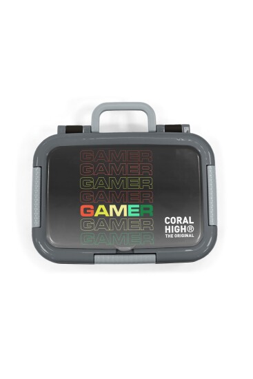Coral High Kids Siyah Gamer Desenli Paslanmaz Çelik Beslenme Kabı 39174 - 5