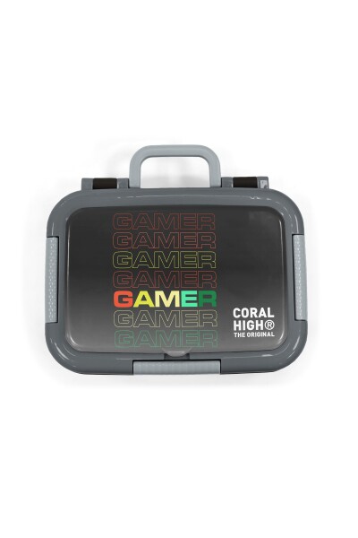 Coral High Kids Siyah Gamer Desenli Paslanmaz Çelik Beslenme Kabı 39174 - 5
