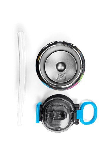 Coral High Kids Siyah Gamer Desenli Pipetli ve Direkt İçim Çelik Termos 500 ml 38140 - 7