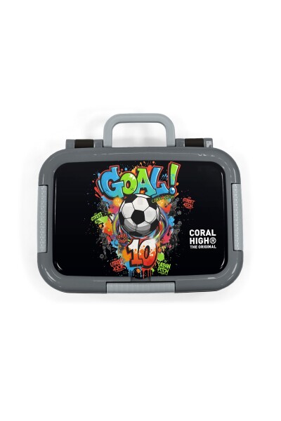 Coral High Kids Siyah Goal Desenli Paslanmaz Çelik Beslenme Kabı 39153 - 5