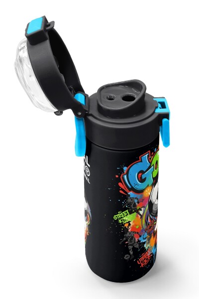 Coral High Kids Siyah Goal Desenli Pipetli ve Direkt İçim Çelik Termos 500 ml 38135 - 6