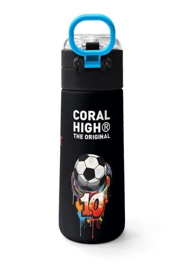 Coral High Kids Siyah Goal Desenli Pipetli ve Direkt İçim Çelik Termos 500 ml 38135 - 4