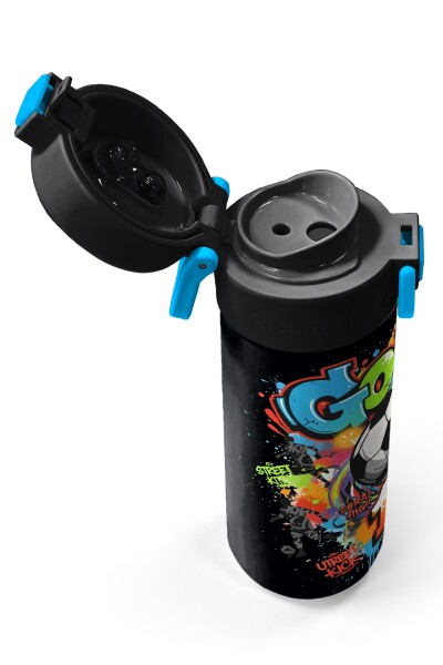 Coral High Kids Siyah Goal Desenli Pipetli ve Direkt İçim Çelik Termos 500 ml 38135 - 3