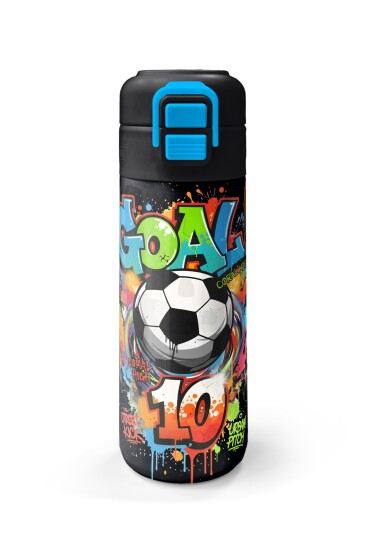 Coral High Kids Siyah Goal Desenli Pipetli ve Direkt İçim Çelik Termos 500 ml 38135 - 4