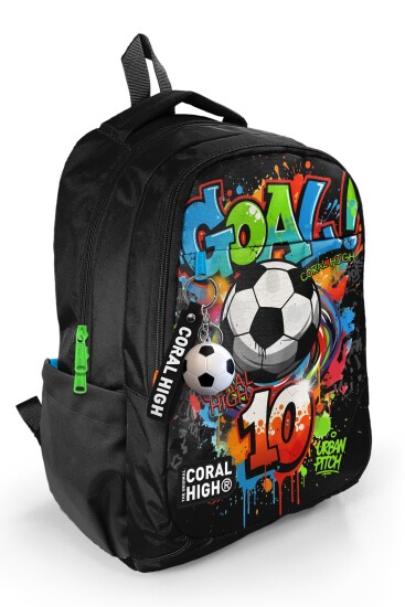 Coral High Kids Siyah Goal Desenli Üç Bölmeli Okul Sırt Çantası 33253 