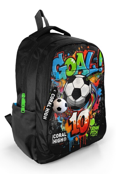 Coral High Kids Siyah Goal Desenli Üç Bölmeli Okul Sırt Çantası 33253 - 1