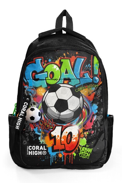 Coral High Kids Siyah Goal Desenli Üç Bölmeli Okul Sırt Çantası 33253 - 6