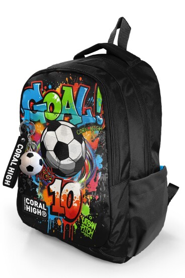 Coral High Kids Siyah Goal Desenli Üç Bölmeli Okul Sırt Çantası 33253 - 7