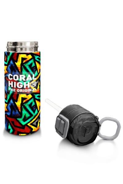 Coral High Kids Siyah Grafiti Desenli Pipetli ve Direkt İçim Çelik Termos 500 ml 31847 - 4