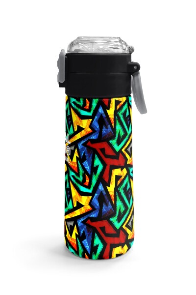 Coral High Kids Siyah Grafiti Desenli Pipetli ve Direkt İçim Çelik Termos 500 ml 31847 - 4