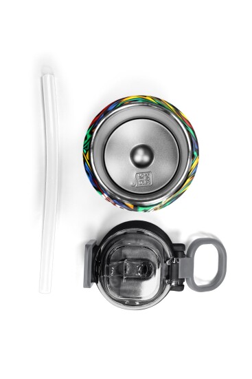 Coral High Kids Siyah Grafiti Desenli Pipetli ve Direkt İçim Çelik Termos 500 ml 31847 - 8