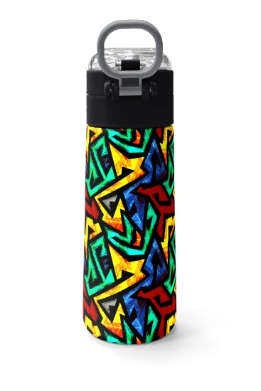 Coral High Kids Siyah Grafiti Desenli Pipetli ve Direkt İçim Çelik Termos 500 ml 31847 - 5