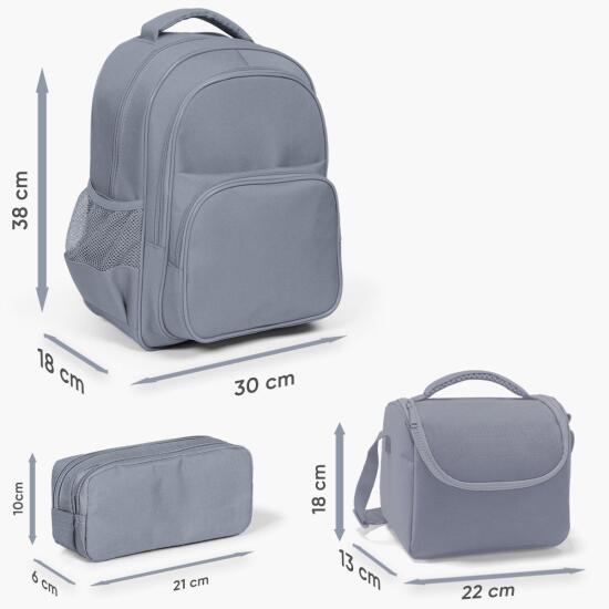 Coral High Kids Siyah Gri Basketbol Desenli 3'lü Okul Çanta Seti SET0114418 - 3