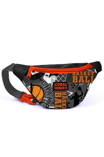 Coral High Kids Siyah Gri Basketbol Desenli Bel Çantası 12629 