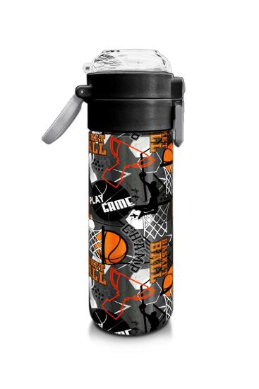 Coral High Kids Siyah Gri Basketbol Desenli Pipetli ve Direkt İçim Çelik Termos 500 ml 31975 - 2