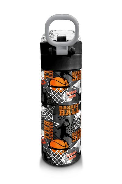 Coral High Kids Siyah Gri Basketbol Desenli Pipetli ve Direkt İçim Çelik Termos 500 ml 31975 - 3