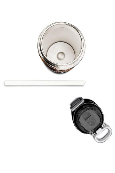 Coral High Kids Siyah Gri Basketbol Desenli Pipetli ve Direkt İçim Çelik Termos 500 ml 31975 - 7