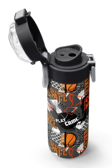 Coral High Kids Siyah Gri Basketbol Desenli Pipetli ve Direkt İçim Çelik Termos 500 ml 31975 - 6
