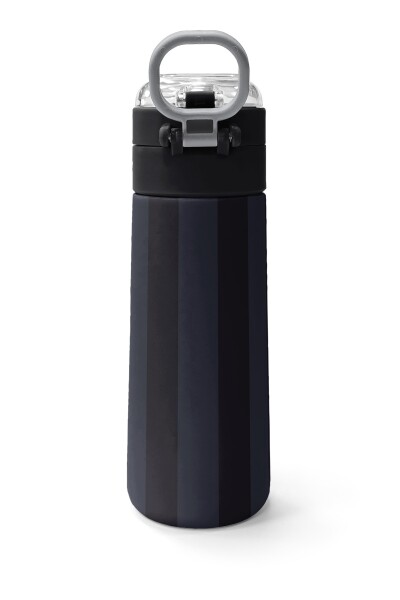 Coral High Kids Siyah Gri Çizgi Desenli Pipetli ve Direkt İçim Çelik Termos 500 ml 38118 - 4