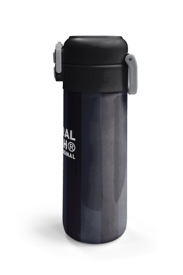 Coral High Kids Siyah Gri Çizgi Desenli Pipetli ve Direkt İçim Çelik Termos 500 ml 38118 - 6