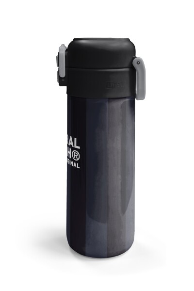 Coral High Kids Siyah Gri Çizgi Desenli Pipetli ve Direkt İçim Çelik Termos 500 ml 38118 - 6