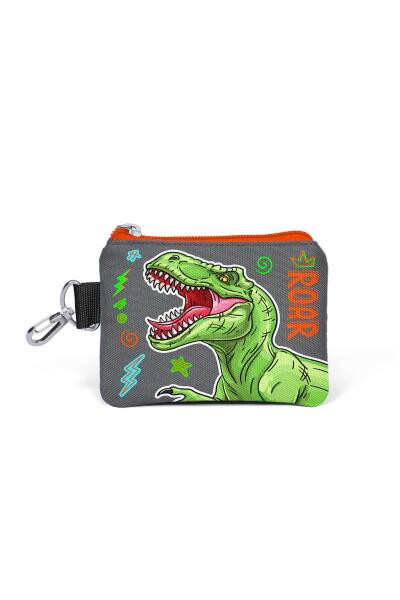 Coral High Kids Siyah Gri Dinozor Desenli Bozuk Para Çantası 21844 - 1