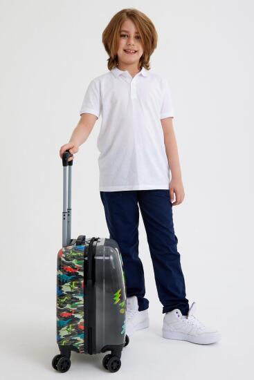 Coral High Kids Siyah Gri Dinozor Desenli Çocuk Valizi 16735 - 8