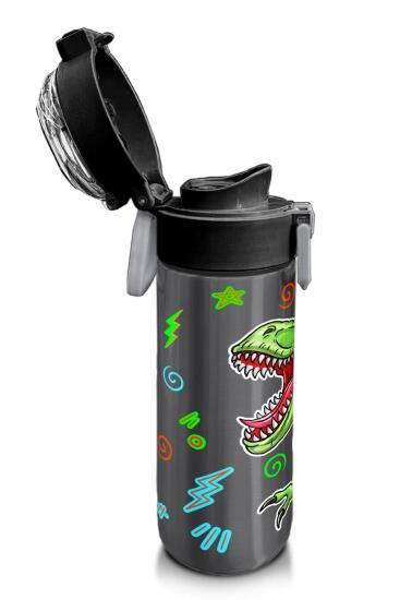 Coral High Kids Siyah Gri Dinozor Desenli Pipetli ve Direkt İçim Çelik Termos 500 ml 31946 - 6